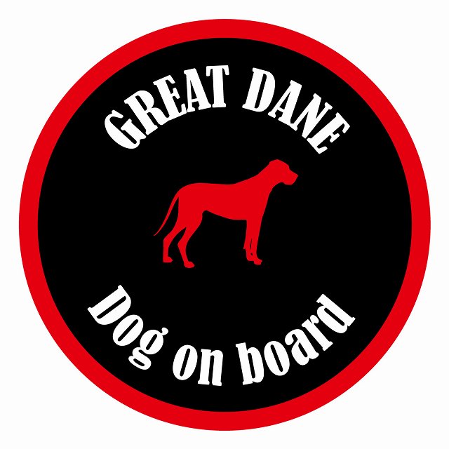 Dog on board カラフル グレートデン ブラック＆レッド 直径13cm 丸型 シール カーステッカー