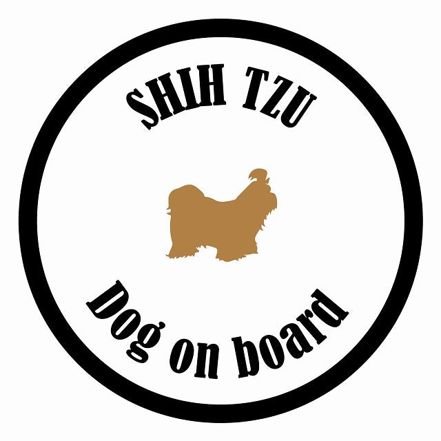 Dog on board カラフル シーズー ホワイト＆ブラック 直径13cm 丸型 シール カーステッカー