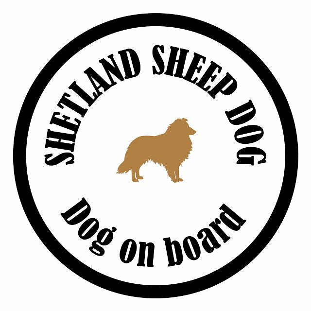 Dog on board カラフル シェットランドシープドッグ ホワイト＆ブラック 直径13cm 丸型 シール カーステッカー