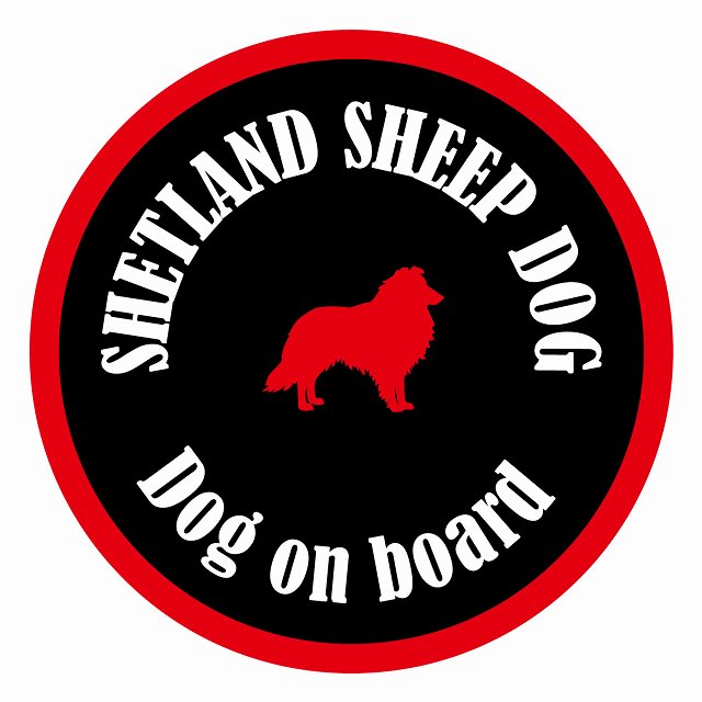 Dog on board カラフル シェットランドシープドッグ ブラック＆レッド 直径13cm 丸型 シール カーステッカー