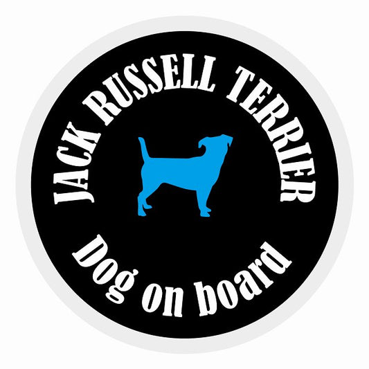 Dog on board カラフル ジャックラッセルテリア ブラック＆ホワイト 直径13cm 丸型 シール カーステッカー