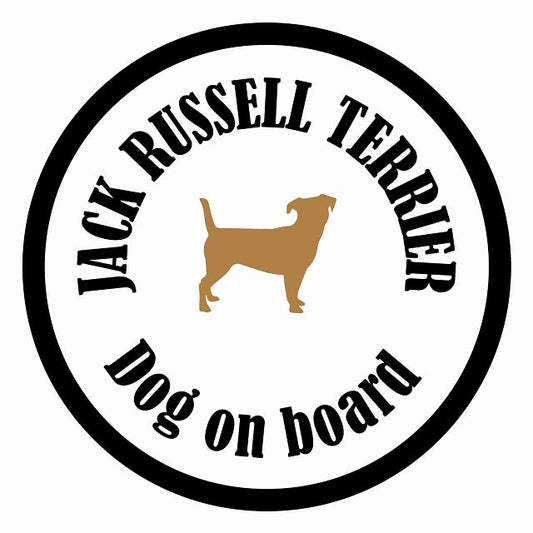 Dog on board カラフル ジャックラッセルテリア ホワイト＆ブラック 直径13cm 丸型 シール カーステッカー