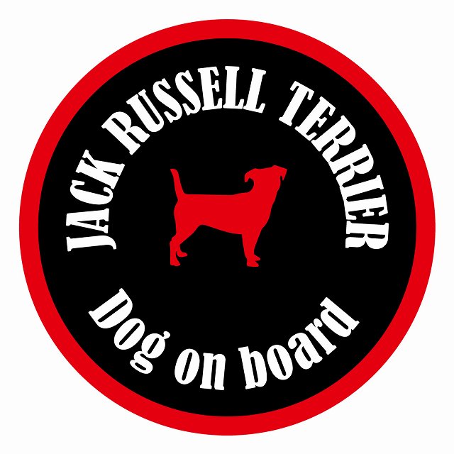 Dog on board カラフル ジャックラッセルテリア ブラック＆レッド 直径13cm 丸型 シール カーステッカー