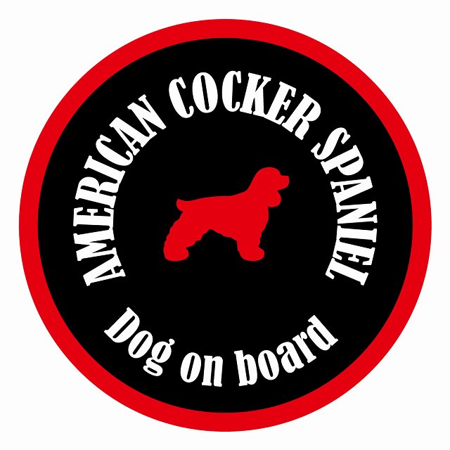 Dog on board カラフル アメリカンコッカースパニエル ブラック＆レッド 直径13cm 丸型 シール カーステッカー