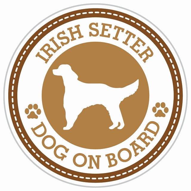 Dog on board IRISH SETTER アイリッシュセター ブラウン 肉球マーク 直径13cm 丸型 シール カーステッカー