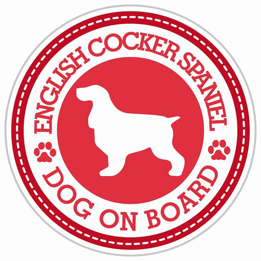 Dog on board ENGLISH COCKER SPANIEL イングリッシュコッカースパニエル レッド 肉球マーク 直径13cm 丸型 シール カーステッカー