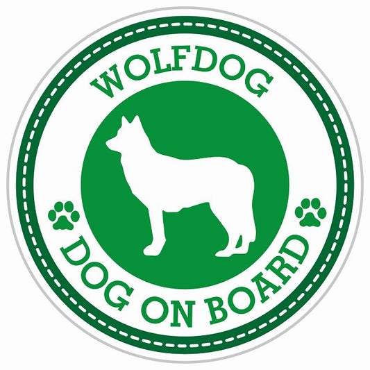 Dog on board WOLFDOG ウルフドッグ グリーン 肉球マーク 直径13cm 丸型 シール カーステッカー