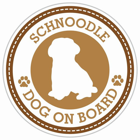 Dog on board SCHNOODLE シュナプー ブラウン 肉球マーク 直径13cm 丸型 シール カーステッカー