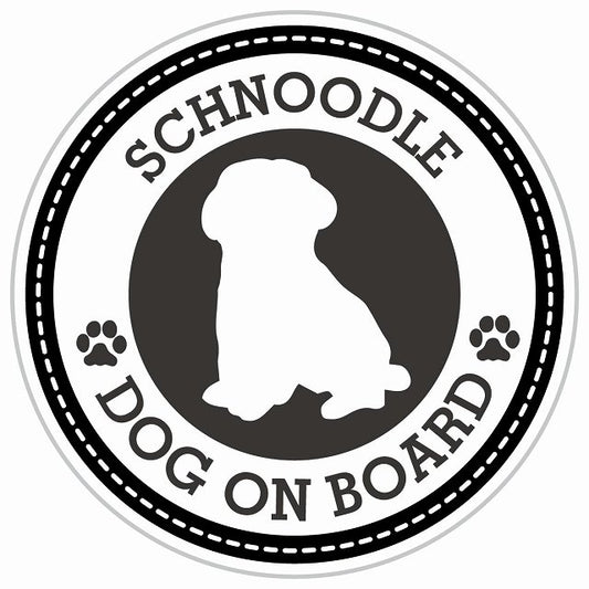 Dog on board SCHNOODLE シュナプー ブラック 肉球マーク 直径13cm 丸型 シール カーステッカー
