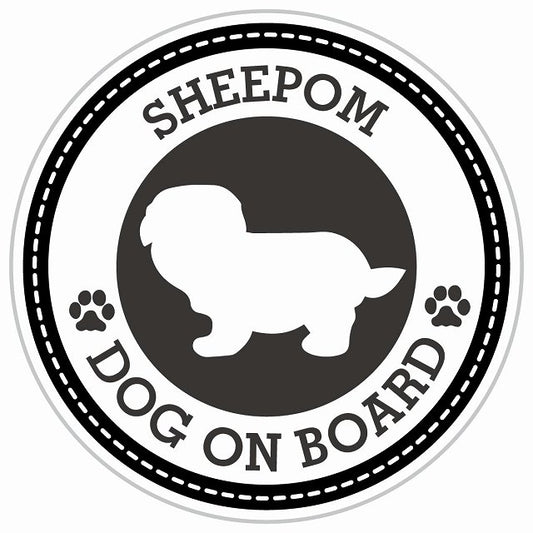 Dog on board SHEEPOM シーポメ ブラック 肉球マーク 直径13cm 丸型 シール カーステッカー