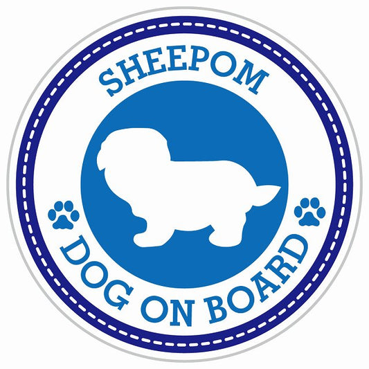 Dog on board SHEEPOM シーポメ ブルー 肉球マーク 直径13cm 丸型 シール カーステッカー