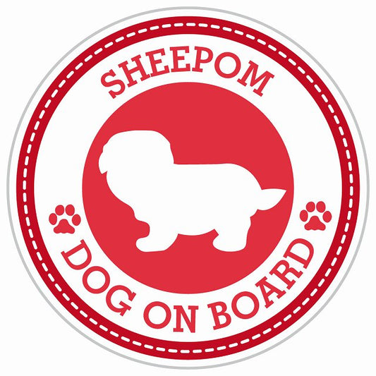 Dog on board SHEEPOM シーポメ レッド 肉球マーク 直径13cm 丸型 シール カーステッカー