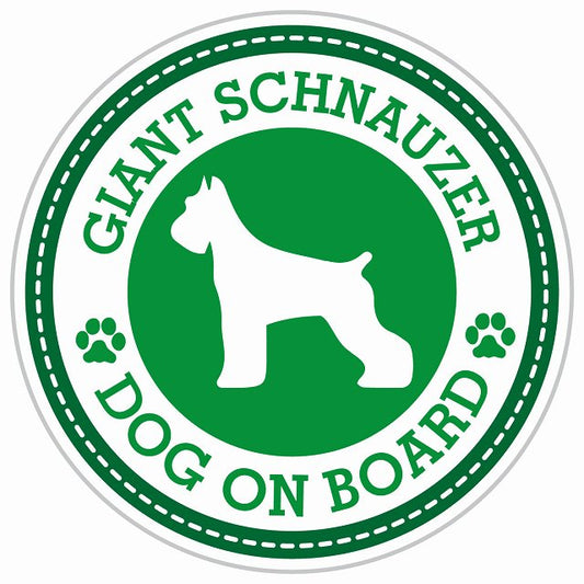 Dog on board GIANT SCHNAUZER ジャイアントシュナウザー グリーン 肉球マーク 直径13cm 丸型 シール カーステッカー