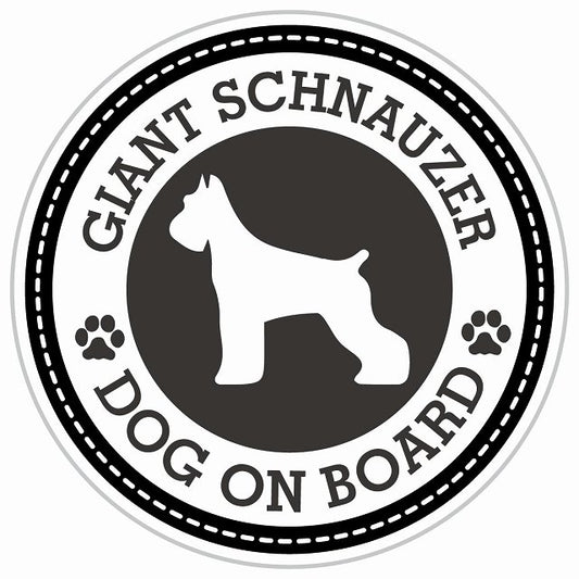 Dog on board GIANT SCHNAUZER ジャイアントシュナウザー ブラック 肉球マーク 直径13cm 丸型 シール カーステッカー