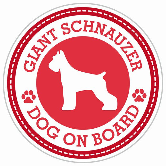 Dog on board GIANT SCHNAUZER ジャイアントシュナウザー レッド 肉球マーク 直径13cm 丸型 シール カーステッカー