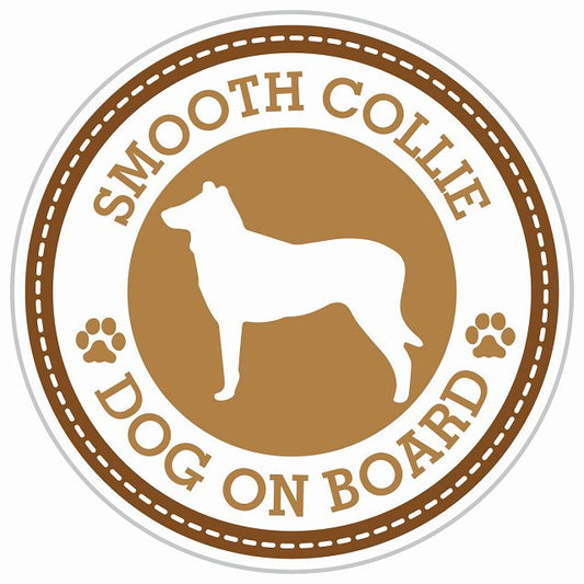 Dog on board SMOOTH COLLIE スムースコリー ブラウン 肉球マーク 直径13cm 丸型 シール カーステッカー