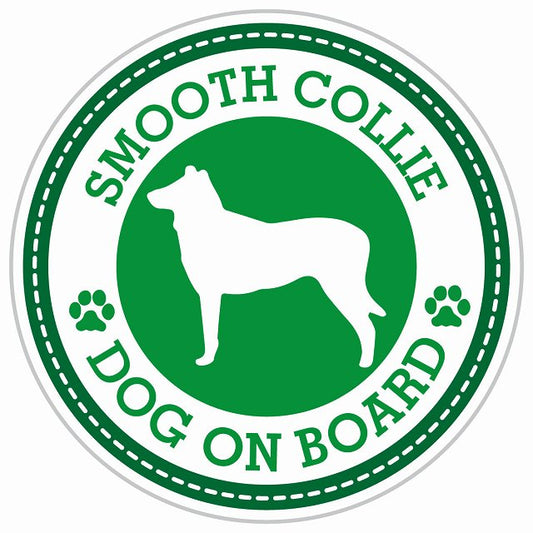 Dog on board SMOOTH COLLIE スムースコリー グリーン 肉球マーク 直径13cm 丸型 シール カーステッカー