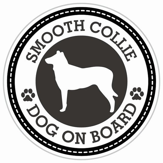 Dog on board SMOOTH COLLIE スムースコリー ブラック 肉球マーク 直径13cm 丸型 シール カーステッカー