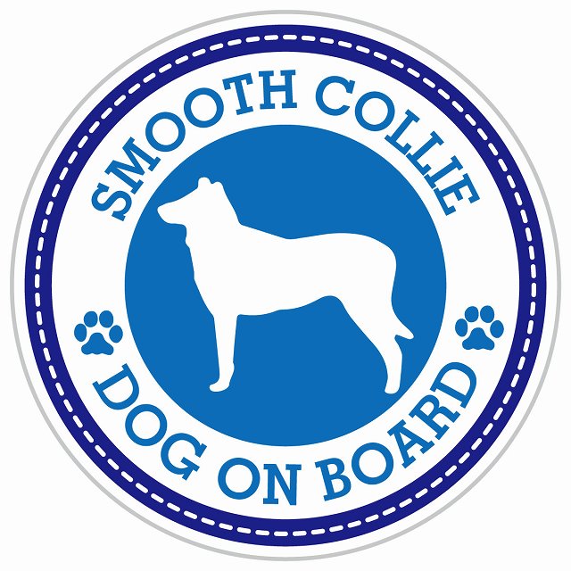 Dog on board SMOOTH COLLIE スムースコリー ブルー 肉球マーク 直径13cm 丸型 シール カーステッカー