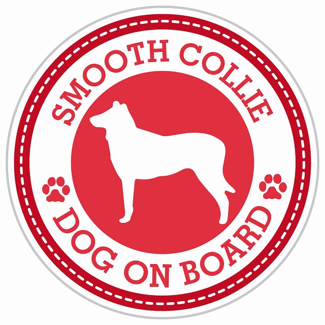 Dog on board SMOOTH COLLIE スムースコリー レッド 肉球マーク 直径13cm 丸型 シール カーステッカー