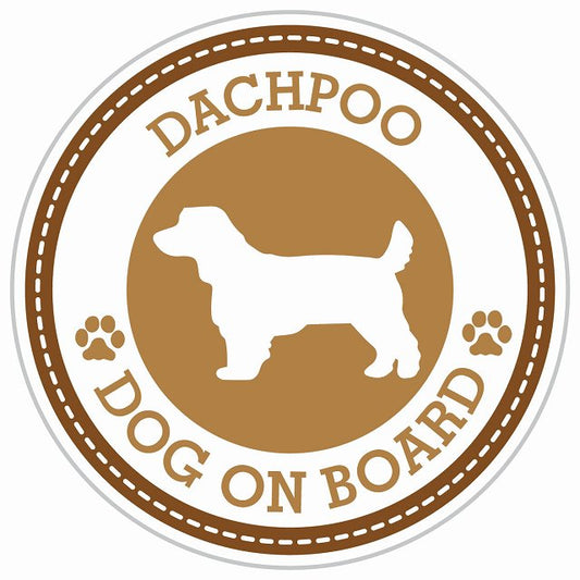 Dog on board DACHPOO ダップー ブラウン 肉球マーク 直径13cm 丸型 シール カーステッカー
