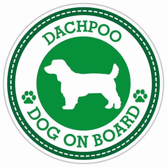 Dog on board DACHPOO ダップー グリーン 肉球マーク 直径13cm 丸型 シール カーステッカー