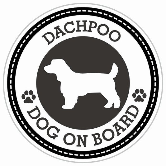 Dog on board DACHPOO ダップー ブラック 肉球マーク 直径13cm 丸型 シール カーステッカー