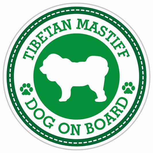 Dog on board TIBETAN MASTIFF チベタンマスティフ グリーン 肉球マーク 直径13cm 丸型 シール カーステッカー
