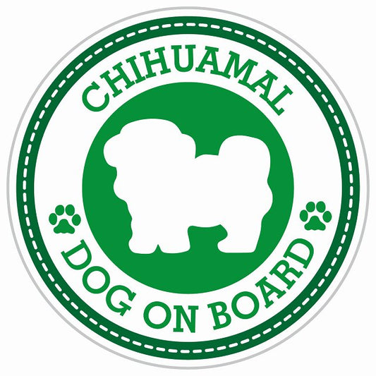 Dog on board CHIHUAMAL チワマル グリーン 肉球マーク 直径13cm 丸型 シール カーステッカー