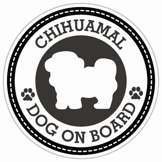 Dog on board CHIHUAMAL チワマル ブラック 肉球マーク 直径13cm 丸型 シール カーステッカー
