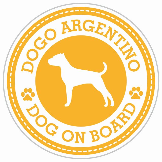 Dog on board DOGO ARGENTINO ドゴアルヘンティーノ イエロー 肉球マーク 直径13cm 丸型 シール カーステッカー
