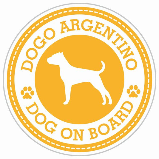 Dog on board DOGO ARGENTINO ドゴアルヘンティーノ イエロー 肉球マーク 直径13cm 丸型 シール カーステッカー