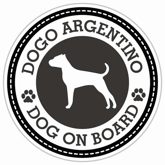 Dog on board DOGO ARGENTINO ドゴアルヘンティーノ ブラック 肉球マーク 直径13cm 丸型 シール カーステッカー