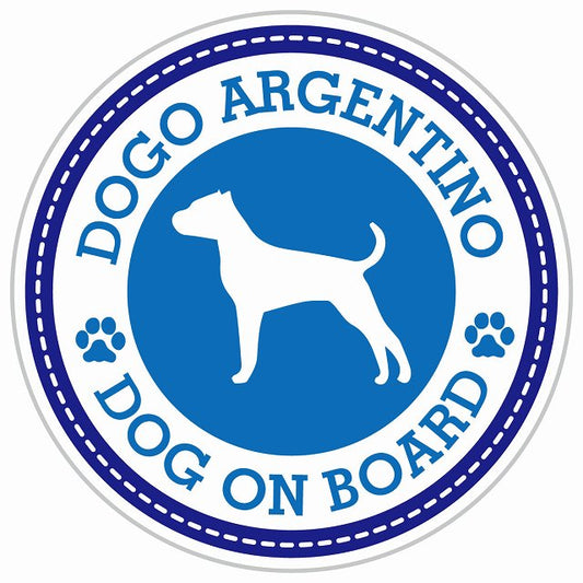 Dog on board DOGO ARGENTINO ドゴアルヘンティーノ ブルー 肉球マーク 直径13cm 丸型 シール カーステッカー