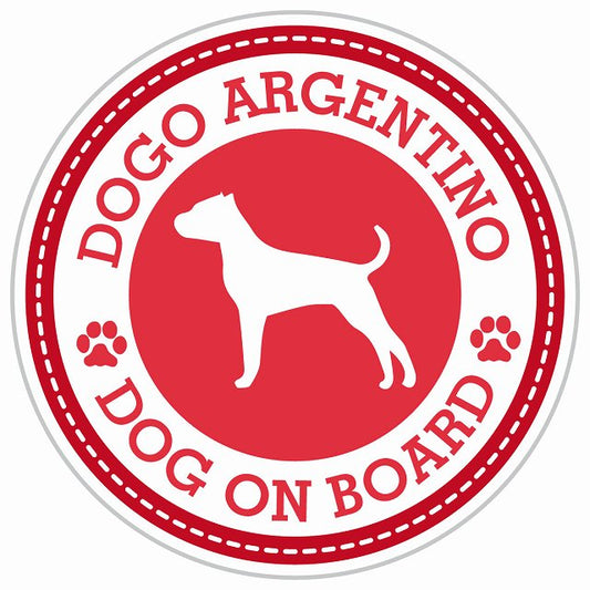 Dog on board DOGO ARGENTINO ドゴアルヘンティーノ レッド 肉球マーク 直径13cm 丸型 シール カーステッカー