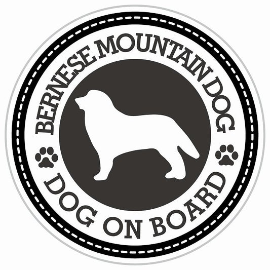 Dog on board BERNESE MOUNTAIN DOG バーニーズマウンテンドッグ ブラック 肉球マーク 直径13cm 丸型 シール カーステッカー
