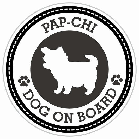 Dog on board PAP-CHI パピチワ ブラック 肉球マーク 直径13cm 丸型 シール カーステッカー