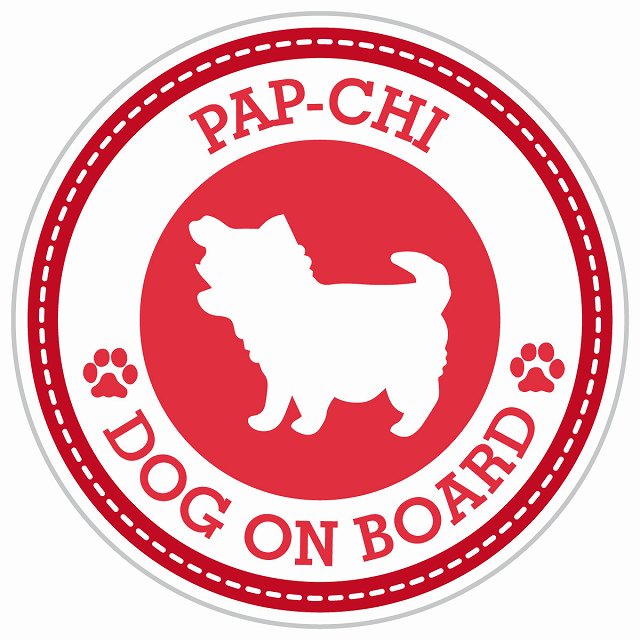 Dog on board PAP-CHI パピチワ レッド 肉球マーク 直径13cm 丸型 シール カーステッカー