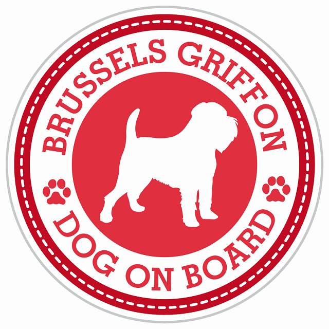 Dog on board BRUSSELS GRIFFON ブリュッセル・グリフォン レッド 肉球マーク 直径13cm 丸型 シール カーステッカー