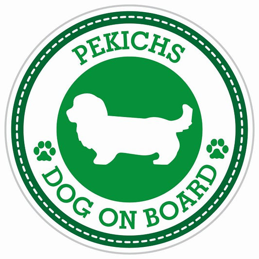 Dog on board PEKICHS ペキックス グリーン 肉球マーク 直径13cm 丸型 シール カーステッカー