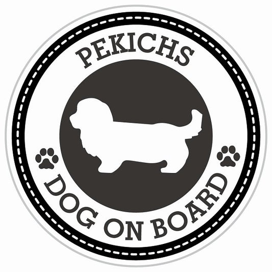 Dog on board PEKICHS ペキックス ブラック 肉球マーク 直径13cm 丸型 シール カーステッカー
