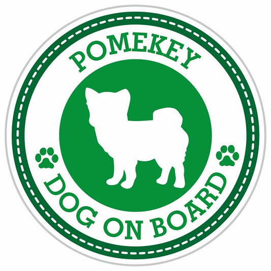 Dog on board POMEKEY ポメキー グリーン 肉球マーク 直径13cm 丸型 シール カーステッカー