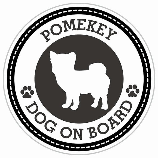 Dog on board POMEKEY ポメキー ブラック 肉球マーク 直径13cm 丸型 シール カーステッカー