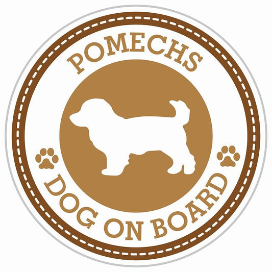 Dog on board POMECHS ポメックス ブラウン 肉球マーク 直径13cm 丸型 シール カーステッカー