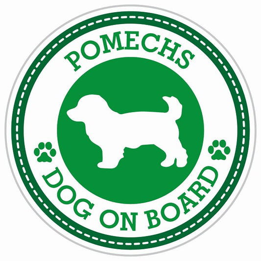 Dog on board POMECHS ポメックス グリーン 肉球マーク 直径13cm 丸型 シール カーステッカー