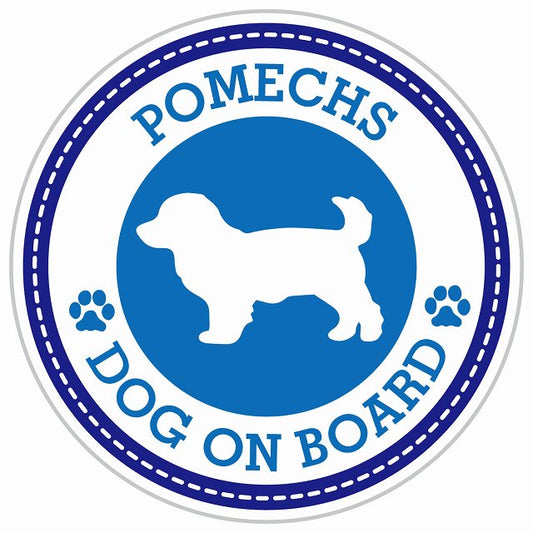 Dog on board POMECHS ポメックス ブルー 肉球マーク 直径13cm 丸型 シール カーステッカー