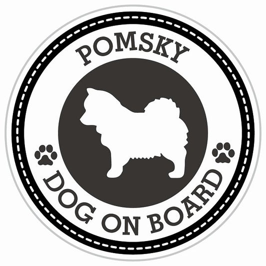 Dog on board POMSKY ポンスキー ブラック 肉球マーク 直径13cm 丸型 シール カーステッカー