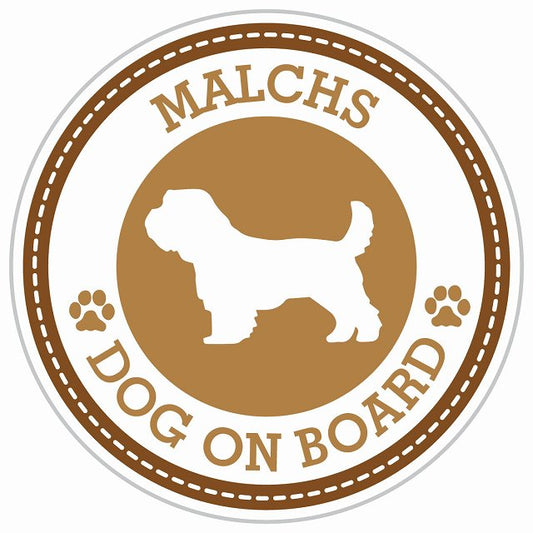 Dog on board MALCHS マルックス ブラウン 肉球マーク 直径13cm 丸型 シール カーステッカー