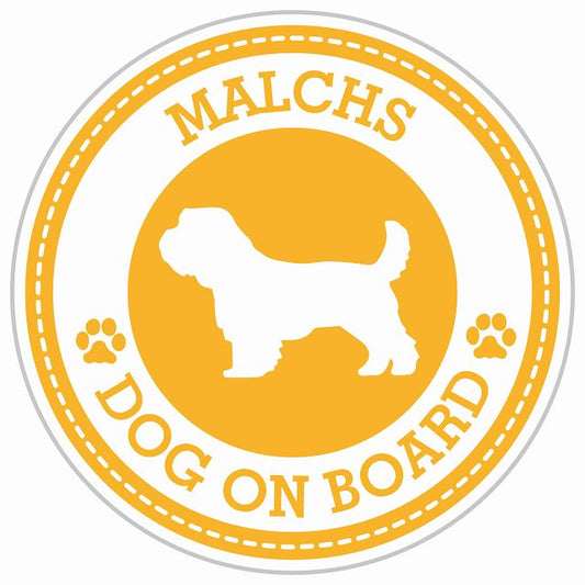 Dog on board MALCHS マルックス イエロー 肉球マーク 直径13cm 丸型 シール カーステッカー