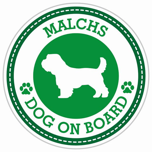 Dog on board MALCHS マルックス グリーン 肉球マーク 直径13cm 丸型 シール カーステッカー